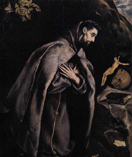 GRECO, El St Francis in Prayer before the Crucifix Sweden oil painting art